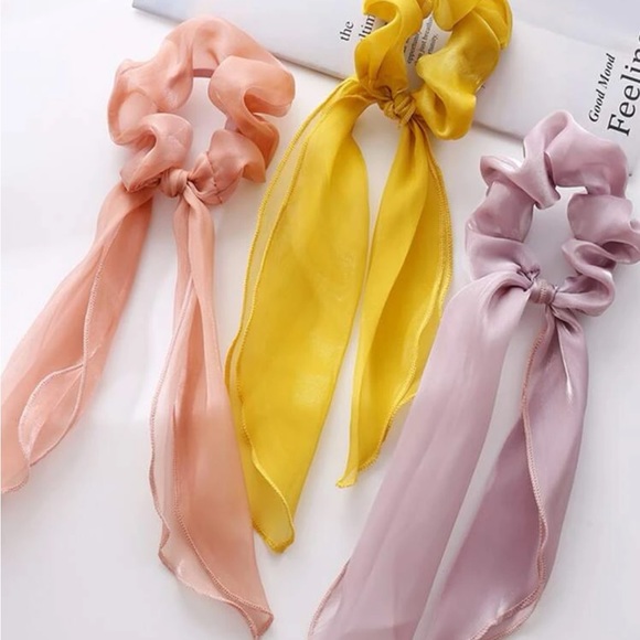 Set of 7 Colorful Fabric Hair Scrunchies - Picture 5 of 6